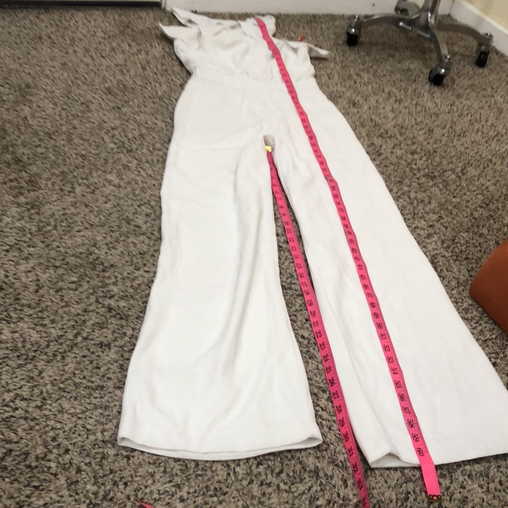 Anthropologie ML Monique Lhuillier Bissell Ruffle White Jumpsuit Size 2 - Picture 10 of 10